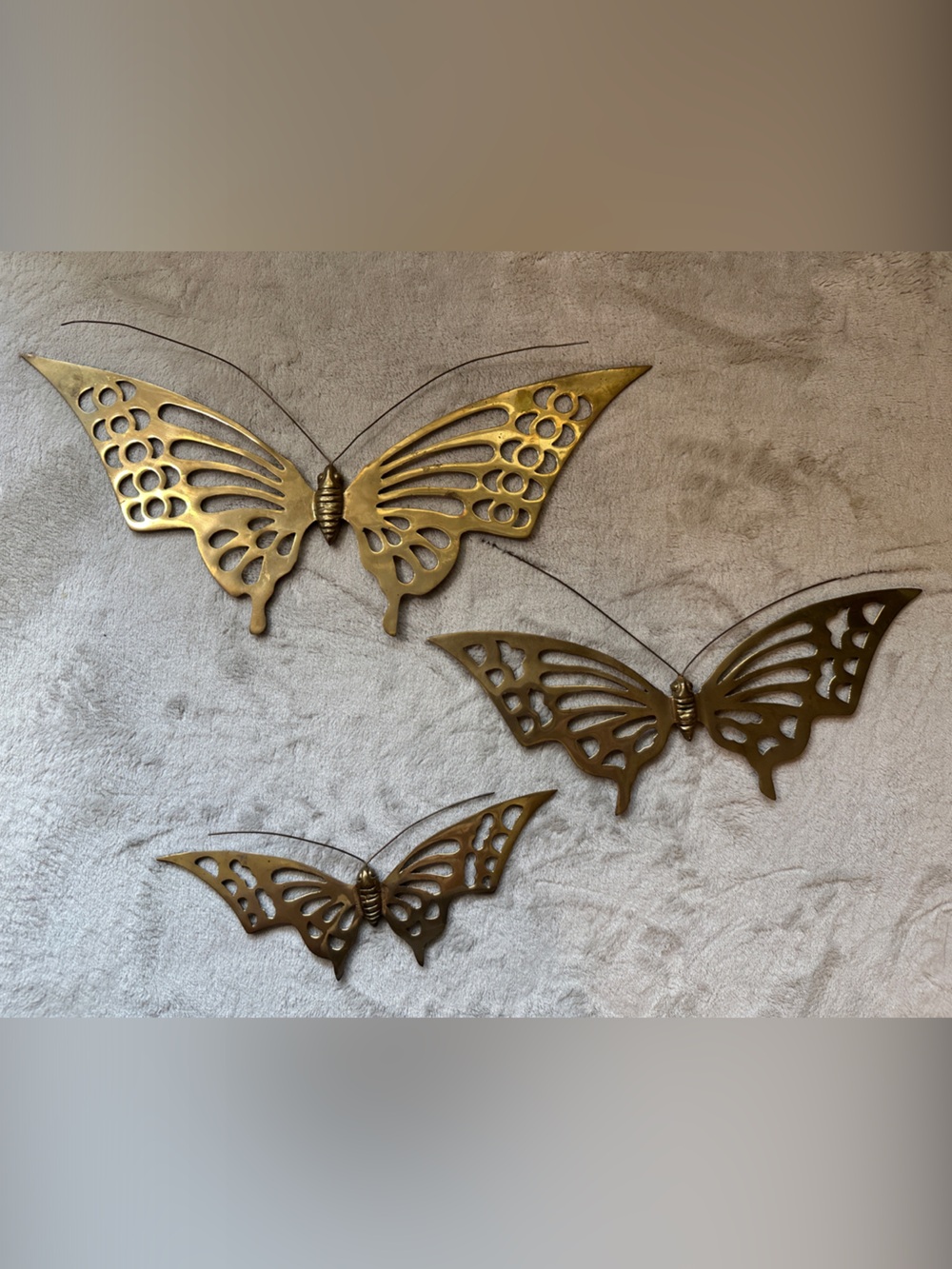 I rage Brass Butterfly Wall Art Set of 3 - Decorative Home Wall Decor